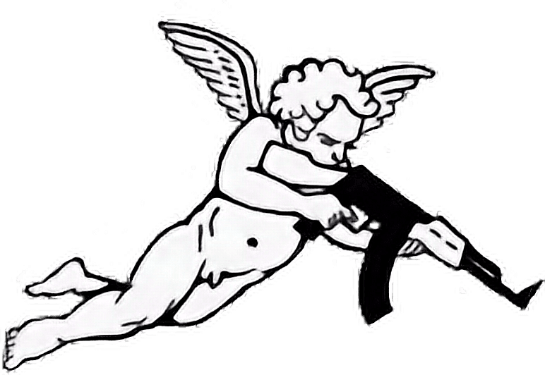Baby Angel Ak 47 Gun Drawing Freetoedit - Angel With Gun Tattoo, HD Png Download - Transparent PNG Free Download | PNGio