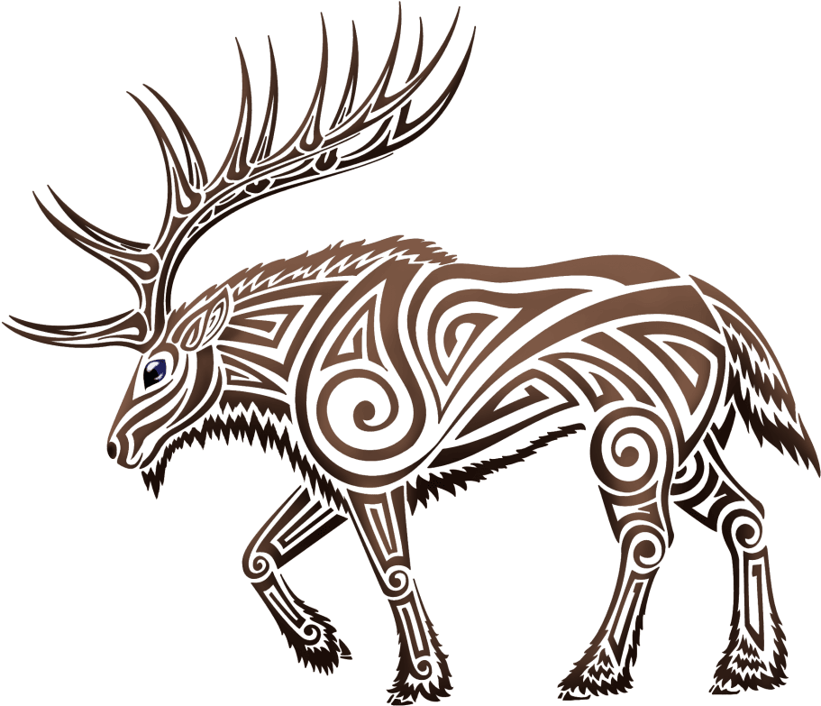Forrest Drawing Moose - Elk Tribal Tattoo, HD Png Download - Transparent PNG Free Download | PNGio