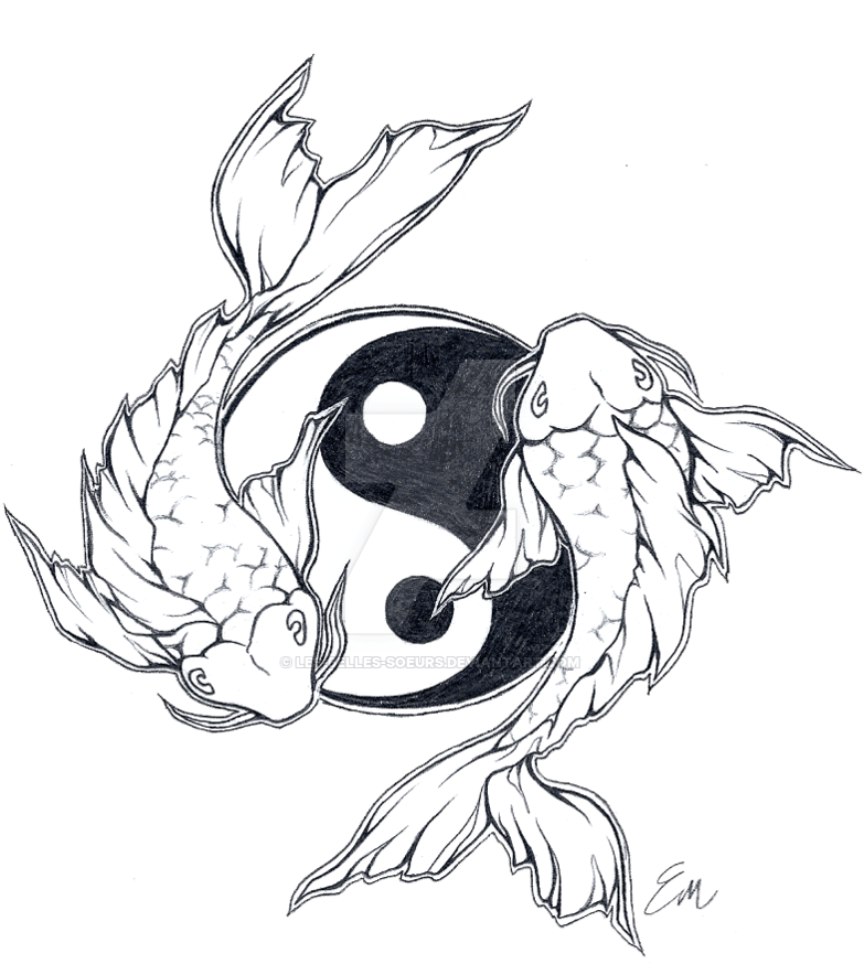 Double Drawing Koi Fish - Simple Koi Fish Tattoo Designs, HD Png Download - Transparent PNG Free Download | PNGio