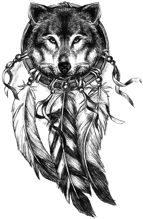 Gray Tattoo Dreamcatcher Wolf Avatar Drawing Clipart - Dream Catcher Tattoo Design, HD Png Download - Transparent PNG Free Download | PNGio