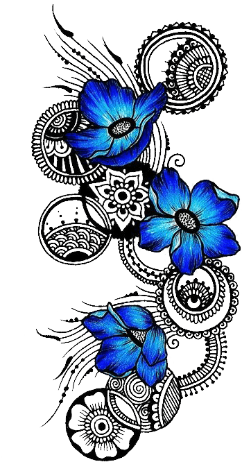Tattoo Flower Symbol Flowers Scarification Drawing - Blue Flower Tribal Tattoo, HD Png Download - Transparent PNG Free Download | PNGio