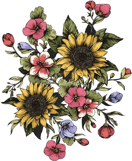 Tattoo Good Sunflower Trees Tumblr Vibes Design Clipart - Sunflower And Other Flowers, HD Png Download - Transparent PNG Free Download | PNGio