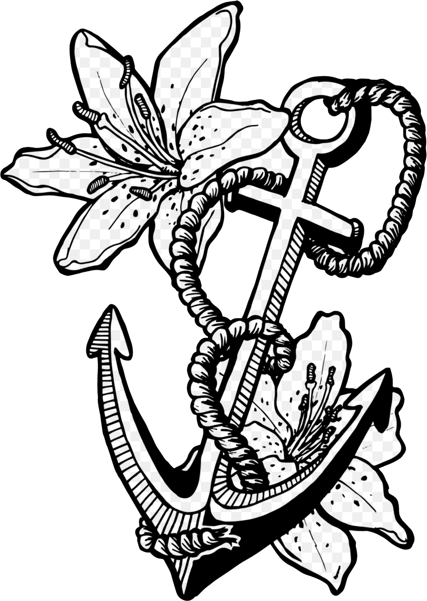 Dibujos Con Tatuajes De Ancla Y Flor En Con Tatuajes - Printable Coloring Pages For Adults Of Anchor, HD Png Download - Transparent PNG Free Download | PNGio