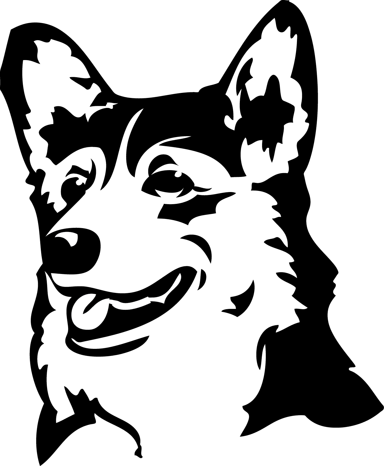 Stencil Animal, Dog Stencil, Corgi Tattoo, Pitbull - Black And White Corgi Art, HD Png Download - Transparent PNG Free Download | PNGio