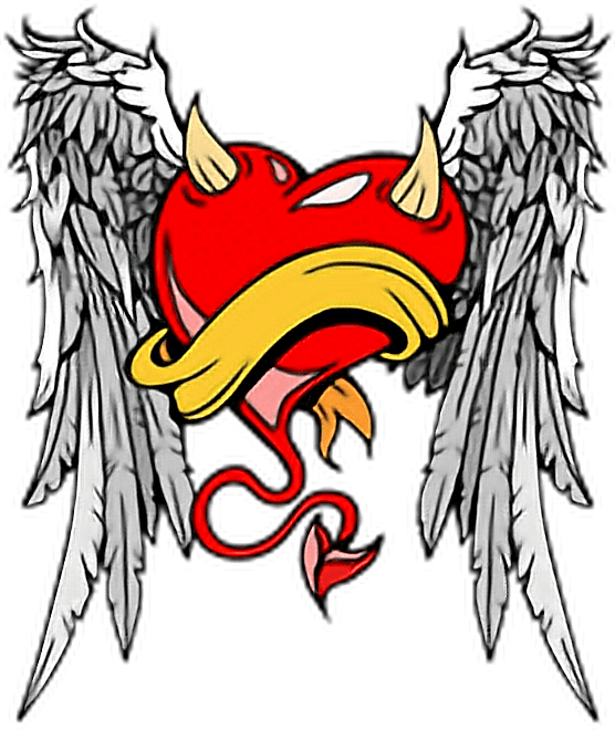 Transparent Heart With Wings Clipart - Angel Wings With Devil Horn, HD Png Download - Transparent PNG Free Download | PNGio