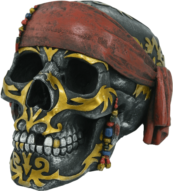 Gold Tattoo Pirate Skull Statue - Skull, HD Png Download - Transparent PNG Free Download | PNGio