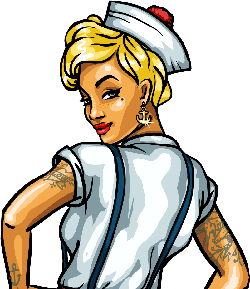 Tattoo Girl Png - Sailor Pin Up Vector, Transparent - Transparent PNG Free Download | PNGio
