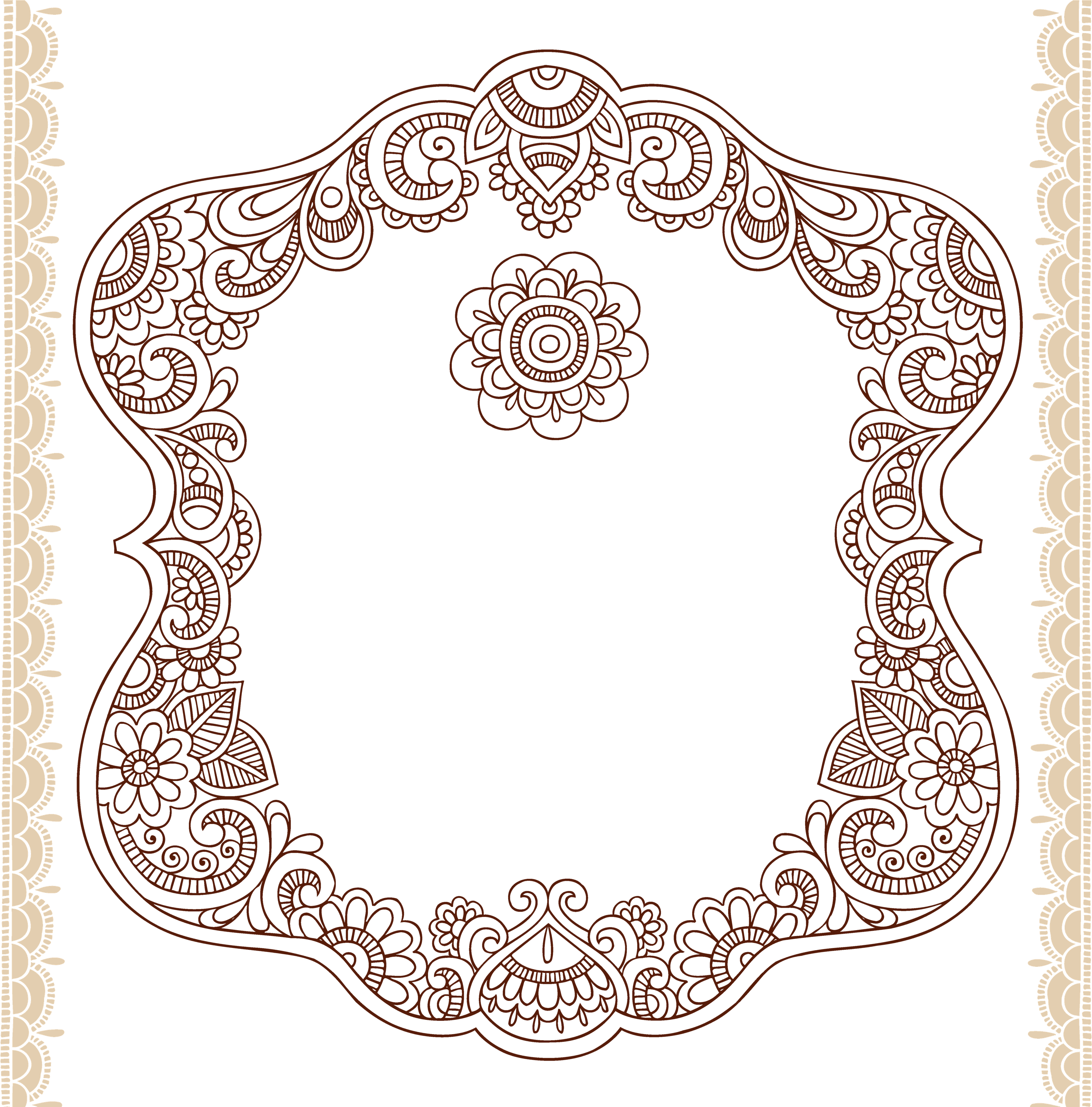 Tattoo Material Ham Pattern Henna Illustration Vector - Frame Henna Design, HD Png Download - Transparent PNG Free Download | PNGio