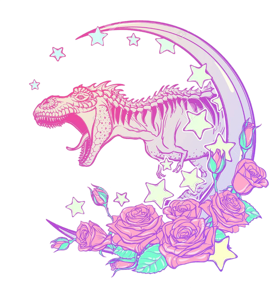 Pastel Pastelgoth Dinosaur Moon Roses Stars Sticker - Pastel Goth T Rex, HD Png Download - Transparent PNG Free Download | PNGio