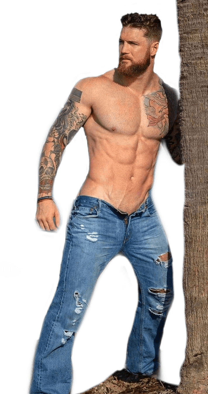 #guy #dude #man #hot #sexy #handsome #tats #tattoo - Hot Sexy Men With Jean, HD Png Download - Transparent PNG Free Download | PNGio