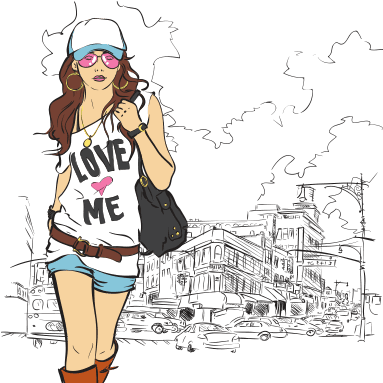 City Life Girl Fashion Illustration Free Vectro Png - Backbenchers - 3 Days Of Summer - Free Transparent PNG Clipart Images Download. - Transparent PNG Free Download | PNGio