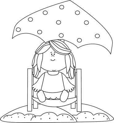 Black And White Girl On The Beach Clip Art - My Cute Graphics Summer Black And White - Free Transparent PNG Clipart Images Download. - Transparent PNG Free Download | PNGio