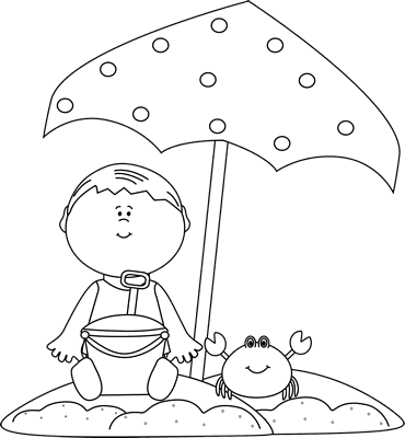 Black And White Boy Playing On The Beach Clip Art - My Cute Graphics Summer Black And White - Free Transparent PNG Clipart Images Download. - Transparent PNG Free Download | PNGio