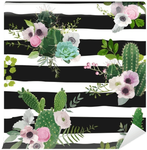 Vector Cactus And Flowers Seamless Pattern - Vector Graphics - Free Transparent PNG Clipart Images Download. - Transparent PNG Free Download | PNGio