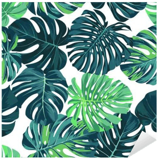 Vector Seamless Pattern With Green Monstera Palm Leaves - Grønne Blade Tapet - Free Transparent PNG Clipart Images Download. - Transparent PNG Free Download | PNGio
