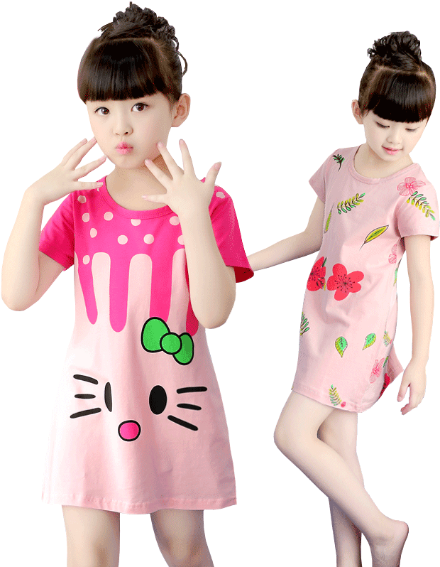 Girls Cotton Nightdress Summer Baby Pajamas Set Thin - Child - Free Transparent PNG Clipart Images Download. - Transparent PNG Free Download | PNGio
