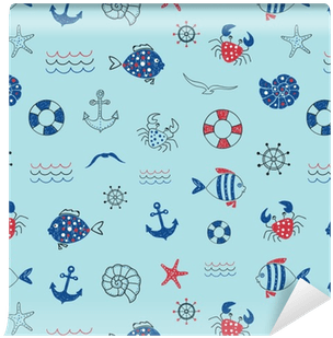 Doodle Vector Sea Background With Fish, Crab, Starfish, - Marine Life Doodle - Free Transparent PNG Clipart Images Download. - Transparent PNG Free Download | PNGio
