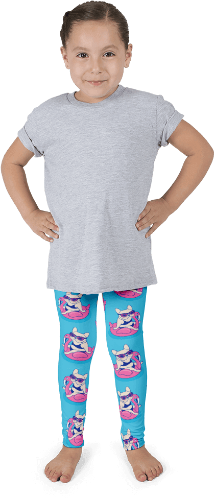 Frenchie Enjoys Summer On Flamingo Pool Float Kid's - Imagineavalon Kinder Kuh Leggins, Coole Kids Leggins, - Free Transparent PNG Clipart Images Download. - Transparent PNG Free Download | PNGio