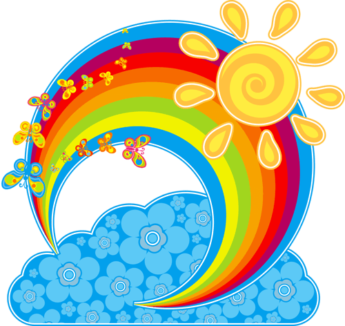 Summer Landscape With Rainbow, Butterflies And Flowers - Imagens De Arco Iris Clipart - Free Transparent PNG Clipart Images Download. - Transparent PNG Free Download | PNGio