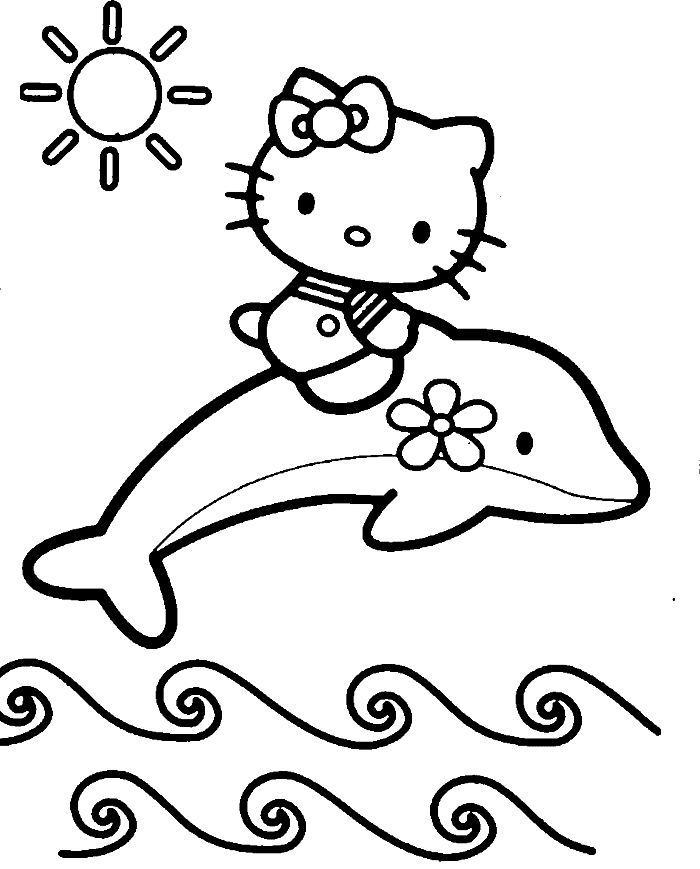 Hello Kitty At The Beach Summer Coloring Picture For - Baby Dolphin Coloring Sheet - Free Transparent PNG Clipart Images Download. - Transparent PNG Free Download | PNGio