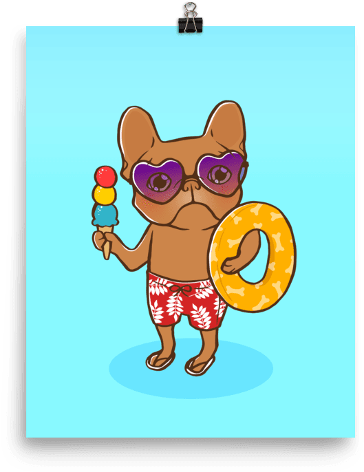 Frenchie At The Beach In Summer Poster - Frenchie At The Beach In Summer Tote Bag Transparent PNG - 1000x1000 - Free Download on - Transparent PNG Free Download | PNGio
