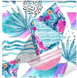 Watercolor Summer Background With Flowers, Fan Palm - Watercolor Painting Transparent PNG - 400x400 - Free Download on - Transparent PNG Free Download | PNGio