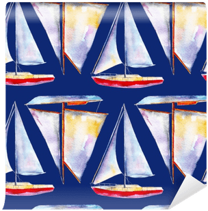 Watercolor Seamless Pattern With Sailboats, Bright - Watercolor Painting Transparent PNG - 400x400 - Free Download on - Transparent PNG Free Download | PNGio