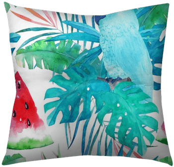 Summer Pattern With Watercolor Parrot, Palm Leaves - Watercolor Painting Transparent PNG - 400x400 - Free Download on - Transparent PNG Free Download | PNGio