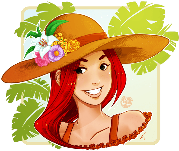 #redhead Enjoying A Tropical Summer Strawhat - Illustration Transparent PNG - 788x700 - Free Download on - Transparent PNG Free Download | PNGio