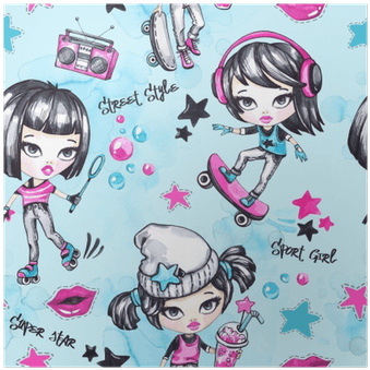 Watercolor Seamless Pattern With Sport Teenagers - Illustration Transparent PNG - 400x400 - Free Download on - Transparent PNG Free Download | PNGio