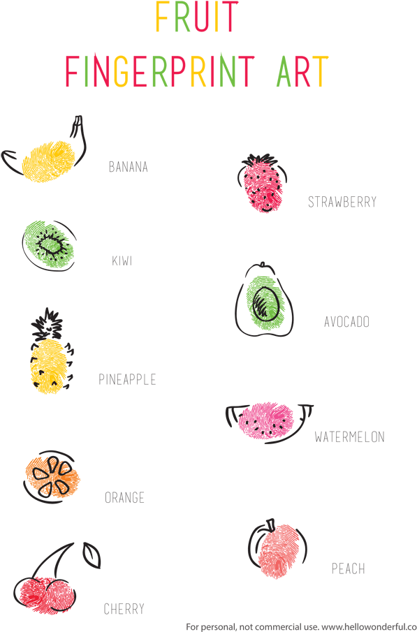 Fruit Fingerprint Art For Kids With Free Printable - Fruit Finger Print Transparent PNG - 615x909 - Free Download on - Transparent PNG Free Download | PNGio