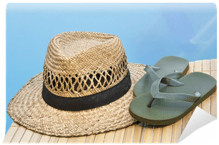 Summer Hat And Flip Flops At Poolside Wall Mural • - Sandal Transparent PNG - 400x400 - Free Download on - Transparent PNG Free Download | PNGio