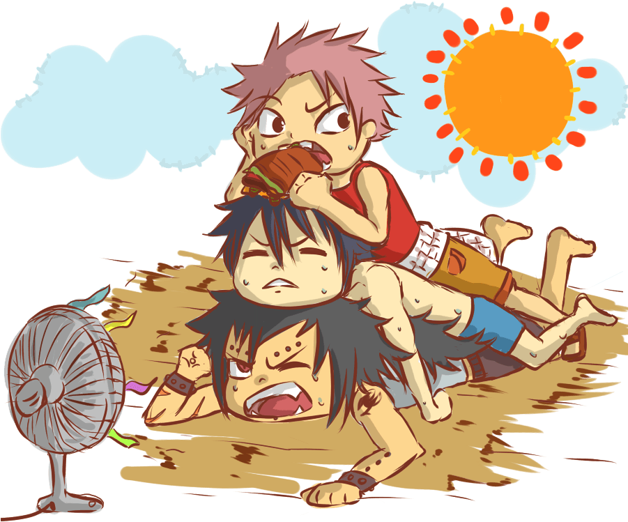 Fairy Tail Summer Fan - Natsu Gajeel And Gray Transparent PNG - 900x760 - Free Download on - Transparent PNG Free Download | PNGio