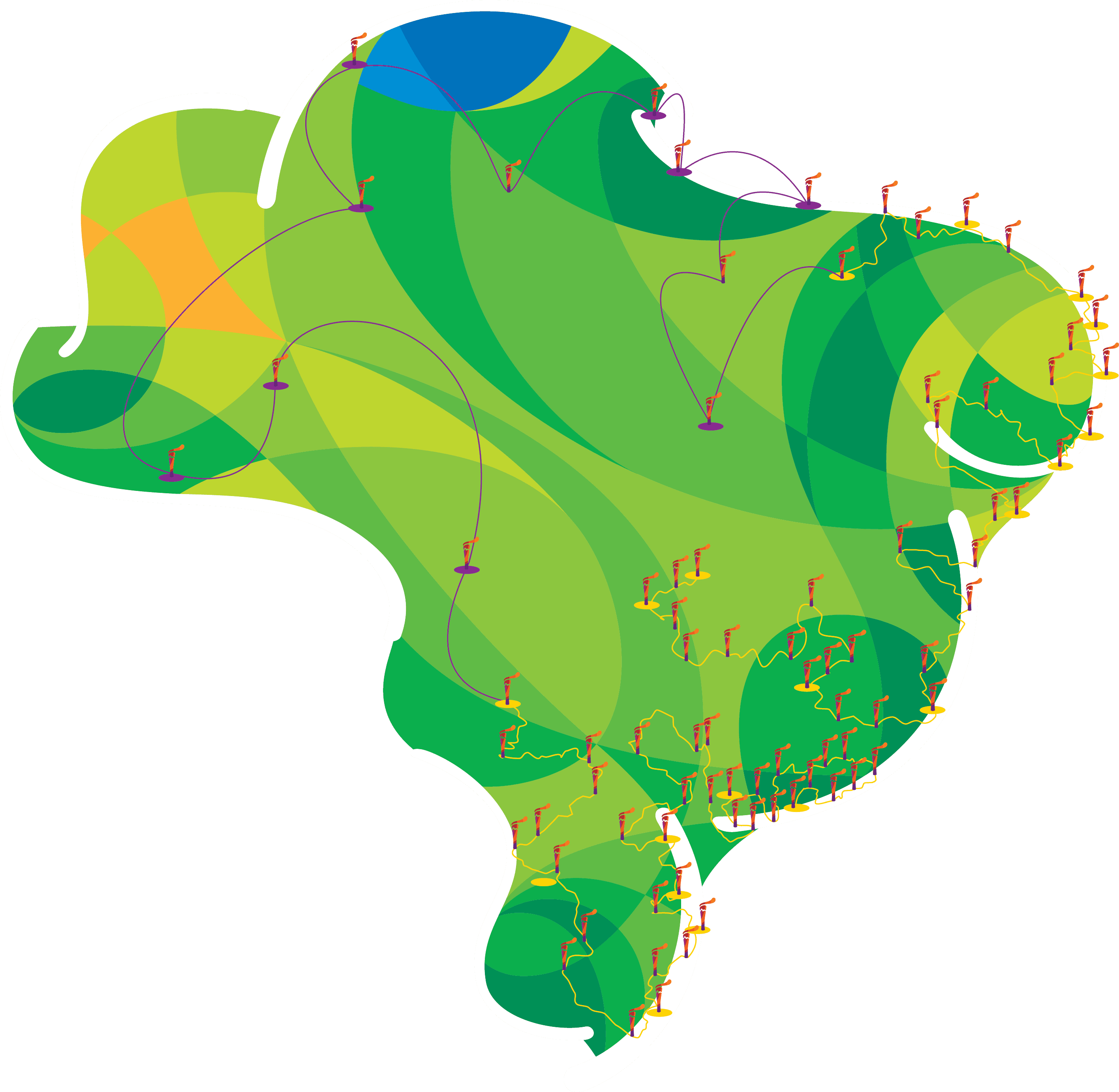 Rio Olympic Torch Relay 2016 By Rio2016 Map Brazil - Mapa Do Brasil Olimpiadas - Free Transparent PNG Clipart Images Download. - Transparent PNG Free Download | PNGio