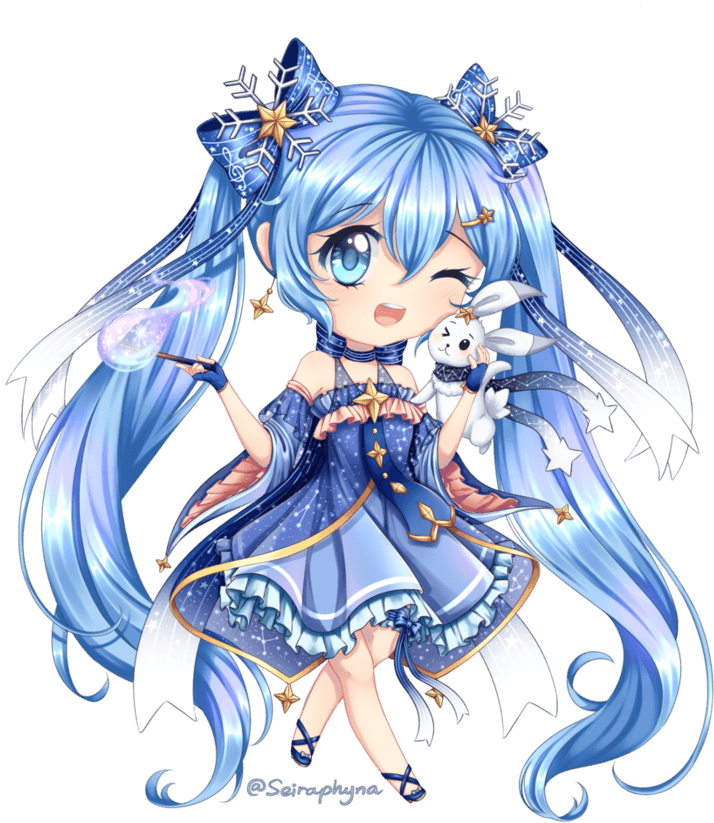 Chibi Winter Miku 2017 By Seiraphyna - Miku Chibi - Free Transparent PNG Clipart Images Download. - Transparent PNG Free Download | PNGio