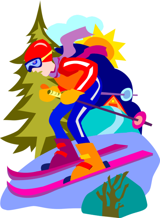 Vector Illustration Of Downhill Alpine Skier Skiing - Cartoon - Free Transparent PNG Clipart Images Download. - Transparent PNG Free Download | PNGio