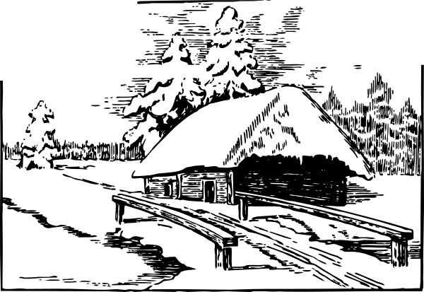 Watercolor Winter Landscape With Church In Park And - Winter Scene Line Art Transparent PNG - 600x413 - Free Download on - Transparent PNG Free Download | PNGio