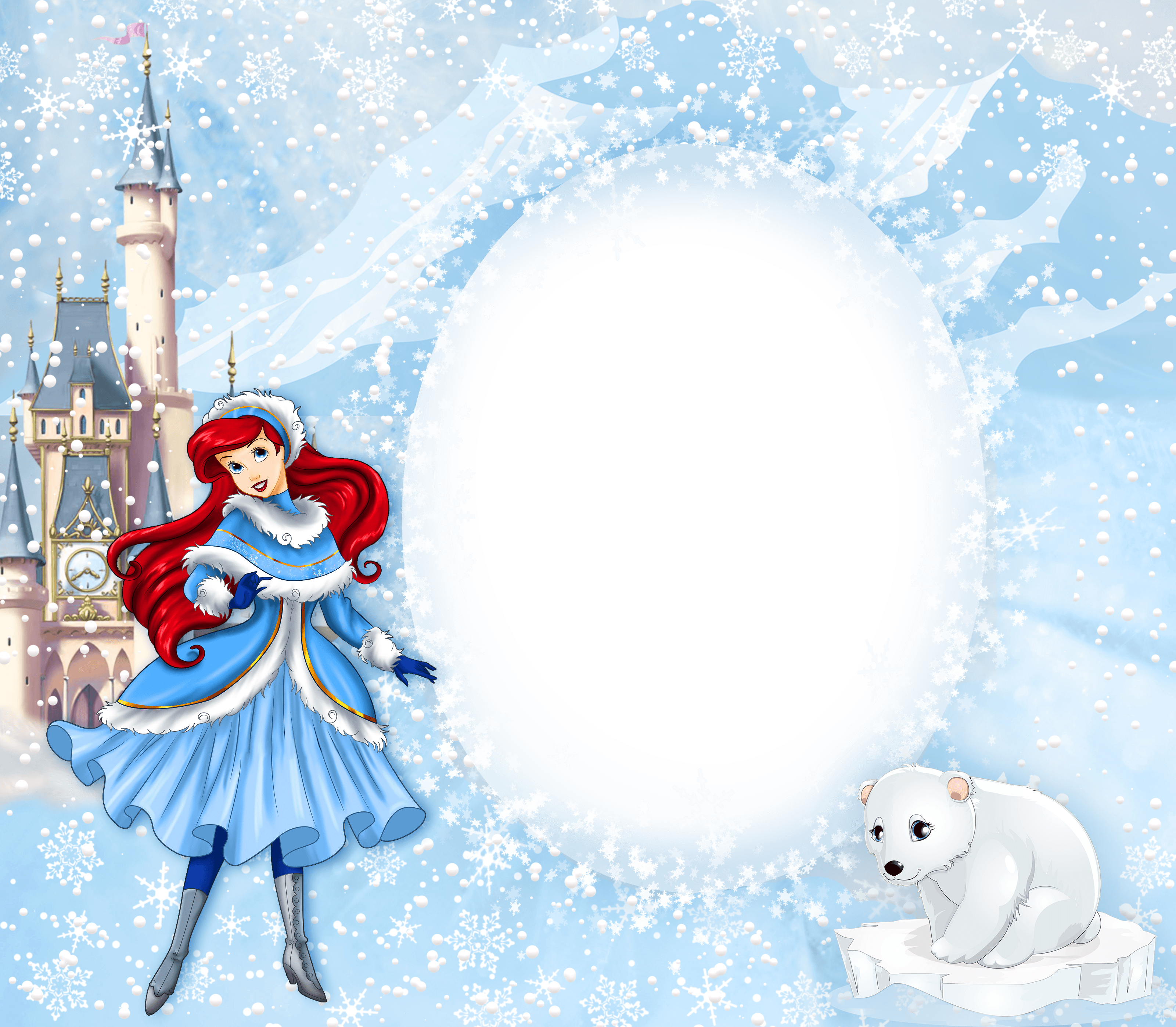 Ariel Clipart Frame - Princess Ariel Winter Png Transparent PNG - 3201x2796 - Free Download on - Transparent PNG Free Download | PNGio