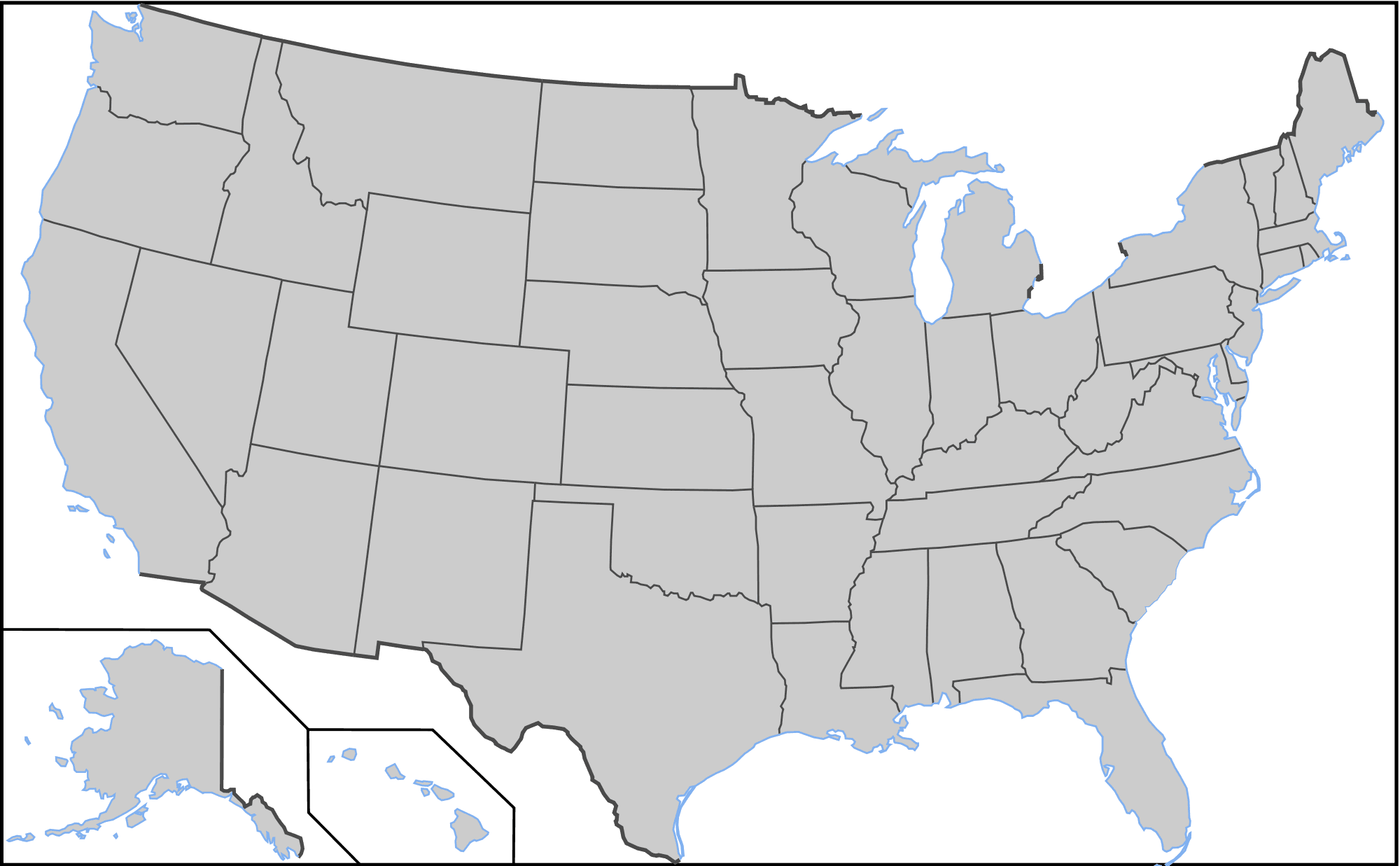 Fileblank Us Map With Borderssvg Wikimedia Commons - United States In Winter Transparent PNG - 2000x1237 - Free Download on - Transparent PNG Free Download | PNGio