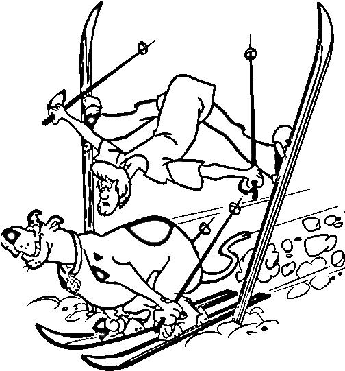 Scooby Doo And Shaggy Are Scared Coloring Page - Winter Skiing Coloring Pages Transparent PNG - 503x566 - Free Download on - Transparent PNG Free Download | PNGio