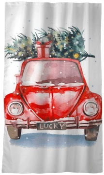 Watercolor Retro Car With Gift Box And Christmas Tree - Watercolor Christmas Tree Png Transparent PNG - 400x400 - Free Download on - Transparent PNG Free Download | PNGio