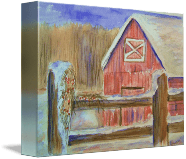 "berries And Barn In Winter" By Belinda - Modern Art Transparent PNG - 650x555 - Free Download on - Transparent PNG Free Download | PNGio