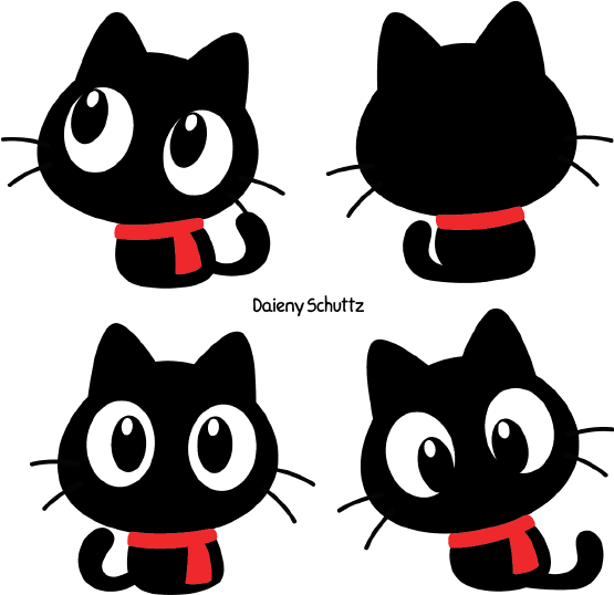 Chibi Winter Black Cat By Daieny On Deviantart Vector - Black Cat Kawaii Silhouette Transparent PNG - 600x583 - Free Download on - Transparent PNG Free Download | PNGio