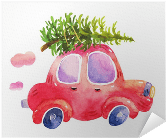 Watercolor Winter Retro Car With Christmas Tree Illustrations - Christmas Tree On Car Drawing Transparent PNG - 400x400 - Free Download on - Transparent PNG Free Download | PNGio
