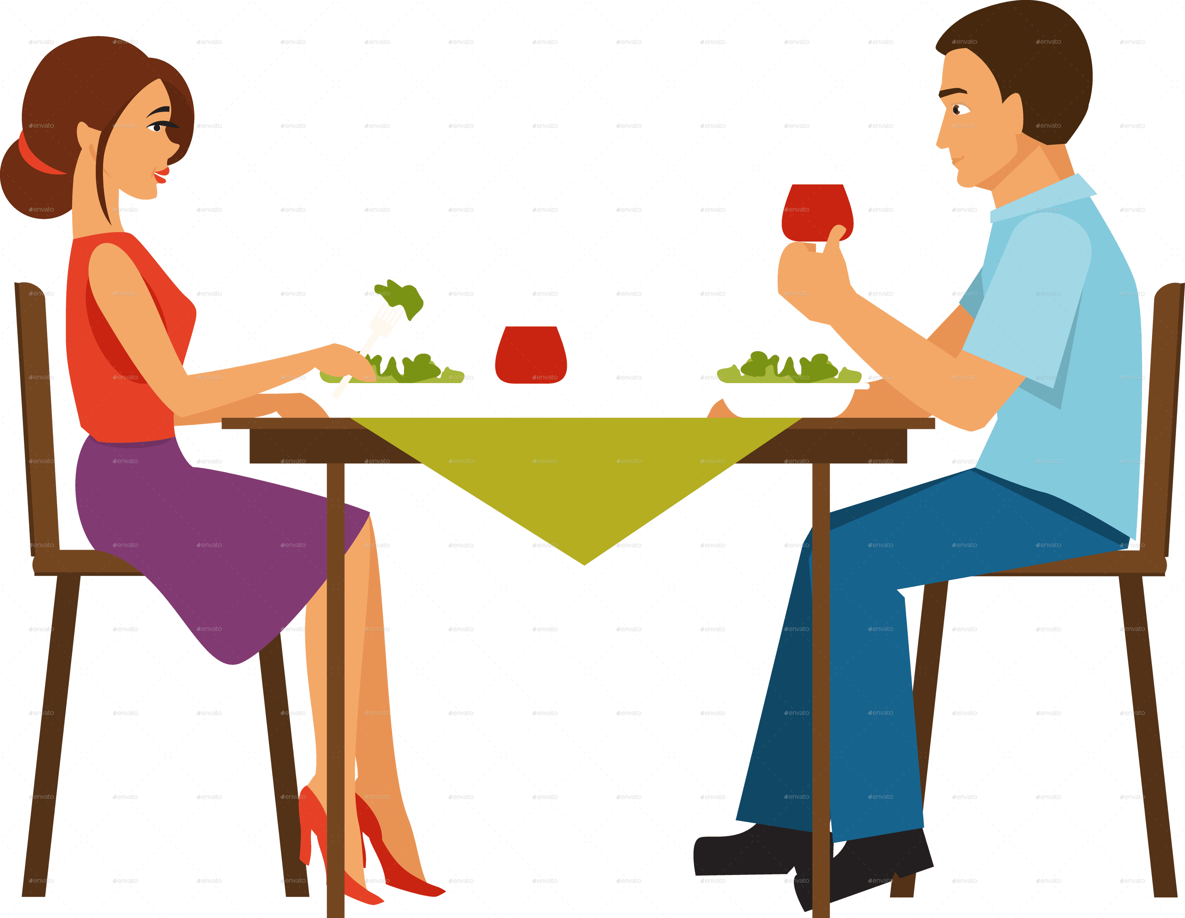 Eps Vector Of Dinner Dinner - Dinner Couple Clipart - Free Transparent PNG Clipart Images Download. - Transparent PNG Free Download | PNGio