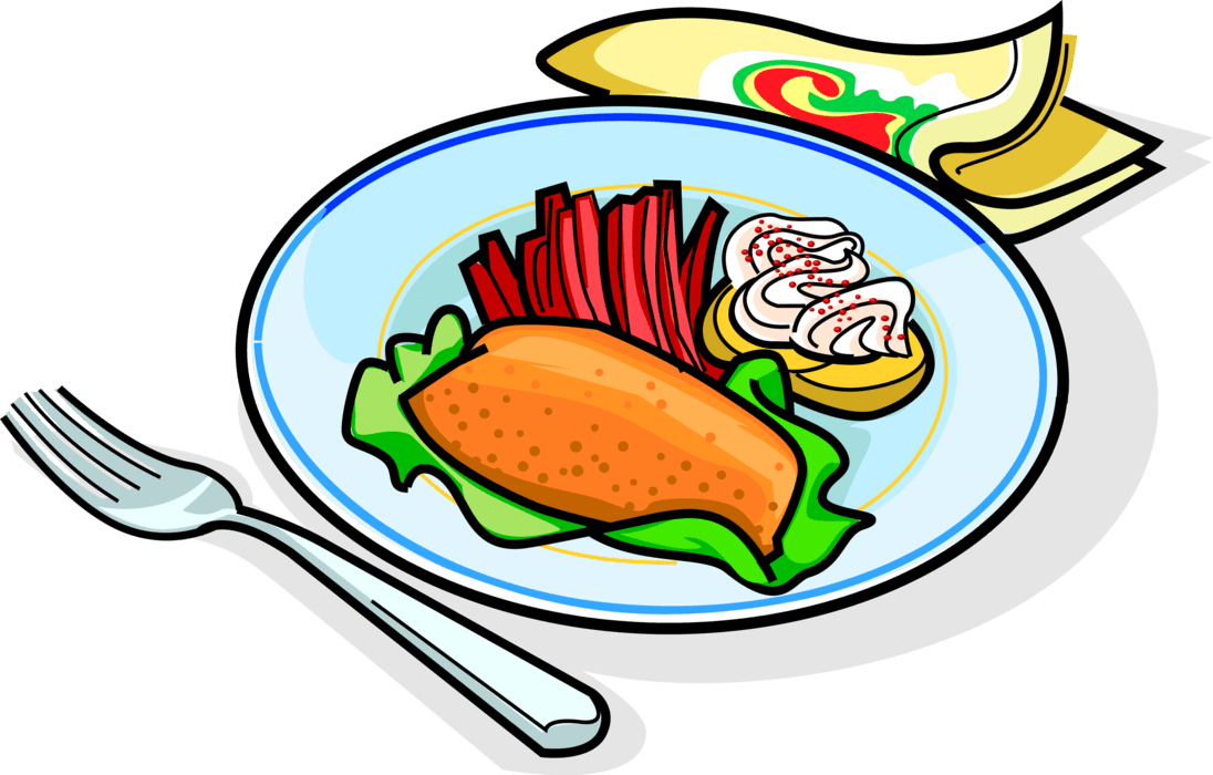 Vector Illustration Of Russian Cuisine Garnished Fried - Dinner Clipart - Free Transparent PNG Clipart Images Download. - Transparent PNG Free Download | PNGio