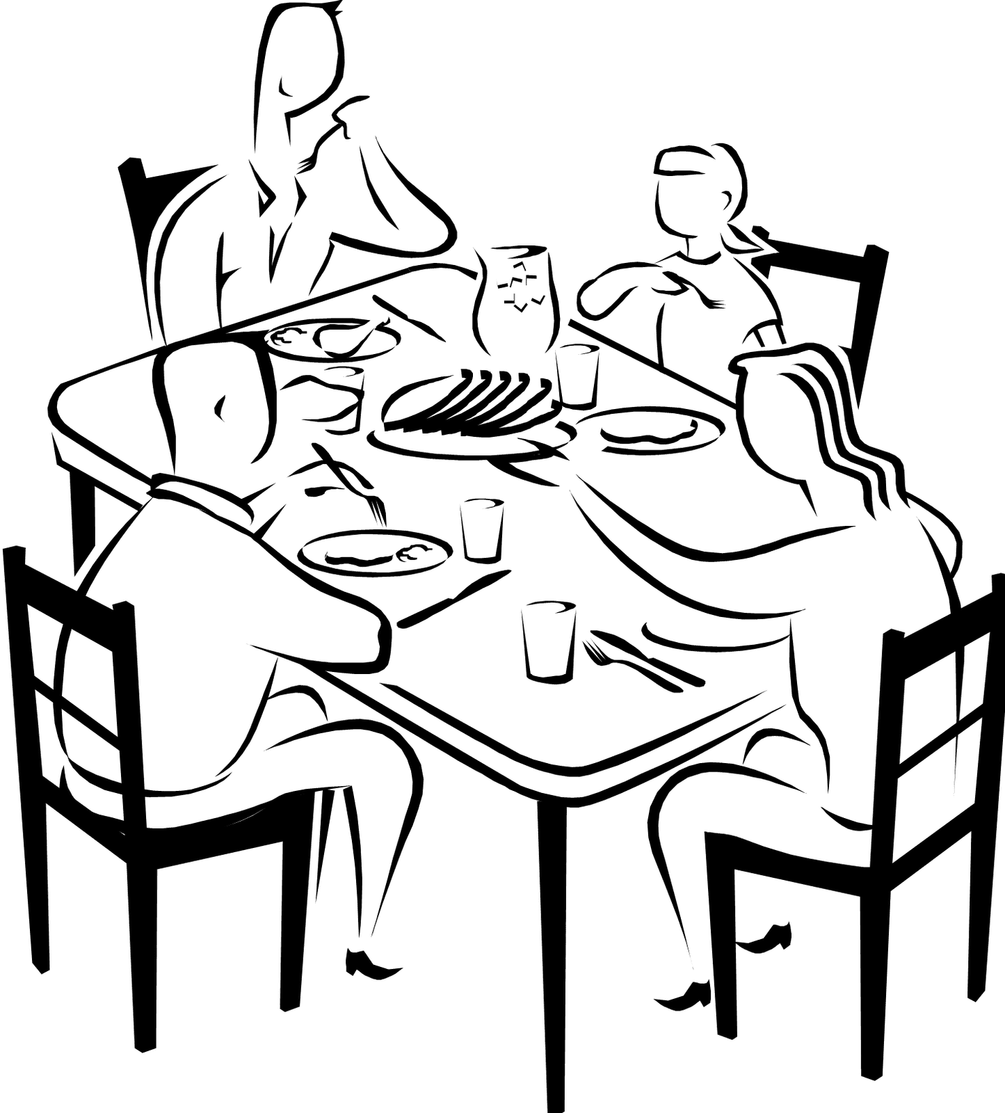 Family Eating Clipart Group 60 Rh Runsickcattle Com - Family At Dinner Table Drawing - Free Transparent PNG Clipart Images Download. - Transparent PNG Free Download | PNGio