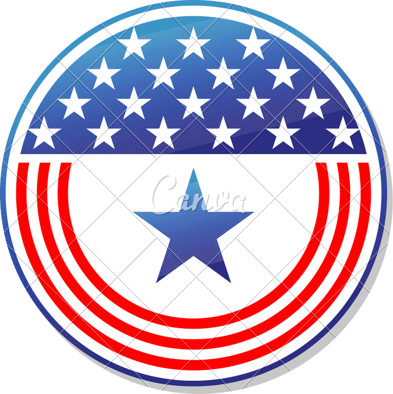 Patriotic American Stars And Stripes Button - Amscan Stars & Stripes Dinner Plates (10) - Free Transparent PNG Clipart Images Download. - Transparent PNG Free Download | PNGio