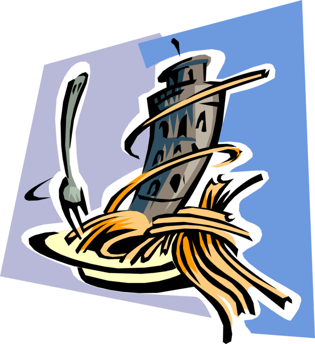 Vector Illustration Of Italian Pasta Spaghetti Dinner - Leaning Tower Of Pisa Clipart - Free Transparent PNG Clipart Images Download. - Transparent PNG Free Download | PNGio