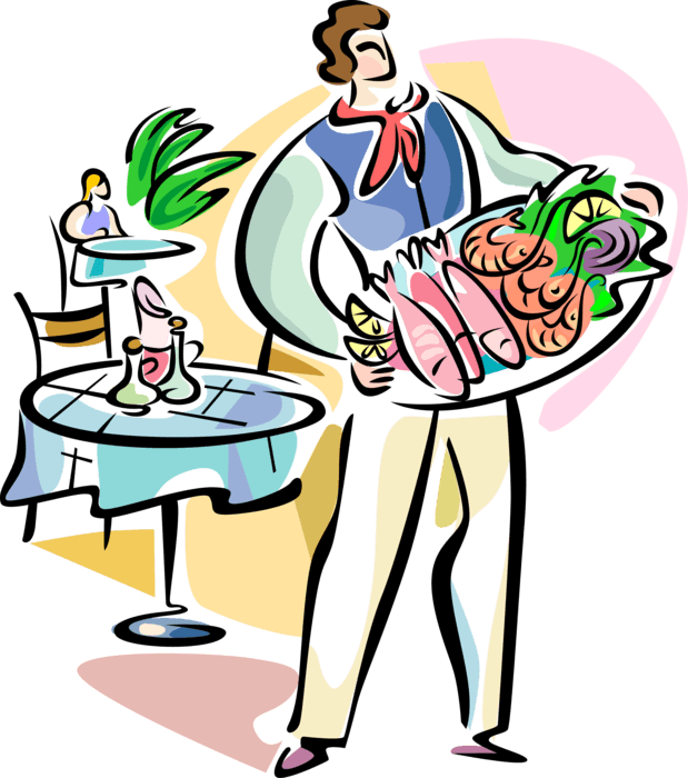 Vector Illustration Of Waiter With Traditional Greek - Griechisch Essen Clipart - Free Transparent PNG Clipart Images Download. - Transparent PNG Free Download | PNGio